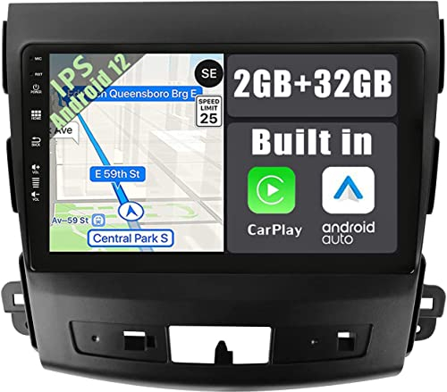 YUNTX Android 14 2 DIN Autoradio para Mitsubishi Outlander/Peugeot 4007/Citroen C-Crosser - 9 Pulgadas - 2G+32G - Gratis Cámara - Soporte Dab/Control del Volante/WiFi/BT 5.0/MirrorLink/CarPlay/USB