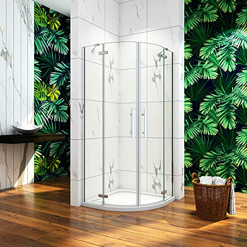 Aica Sanitär Duschkabine 80x80cm Runddusche Duschabtrennung Rundduschkabine Viertelkreis Duschtür Dushce H195cm
