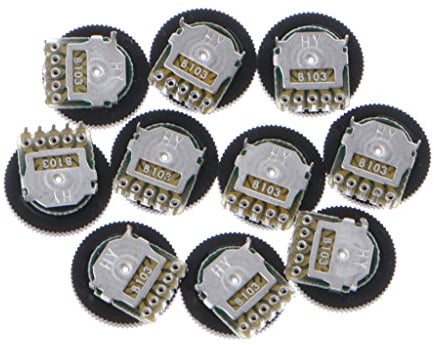 BOBEINI 10 Stück B103 16 x 2 mm 10 K Ohm Doppelzifferblatt Volumen Rad Duplex Potentiometer