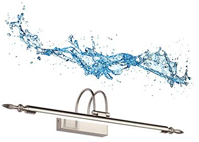 LANMOU LED Bad Spiegelleuchte Vintage, 3000K Warmes Licht LED Spiegellampe Badezimmer Spiegelschrank Leuchte, IP44 Wasserdicht Badleuchte Retro, Einstellbar Bilderleuchte,Silber,66CM/12W