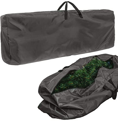 Christmas Tree Storage Bag with Handles - Large Xmas Tree Bag Fits Up to 7.5 FT Plus Side Pocket for Decorations & Lights - Black