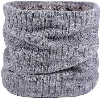 HGDGears Fleece Halswärmer Winddicht Thermo Gestrickt Schlauchschal für Herren Damen Dicker Winter Kaltes Wetter Gestrickter Kreis Schal für Outdoor Sport (Hellgrau)