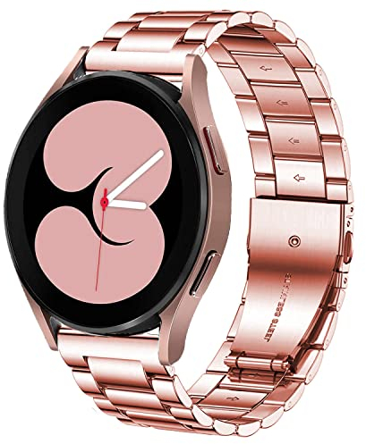 DEALELE Armband Kompatibel mit Samsung Gear Sport/Galaxy 3 41mm / Galaxy Watch 4 / Galaxy Watch 42mm / Active 2, 20mm Edelstahl Metall Ersatz Armbänder für Huawei GT3 42mm / GT2 42mm, Rose pink