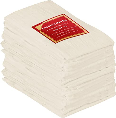 Utopia Kitchen Geschirrtücher aus 100 % Baumwolle, Mehlsack-Gewebe, zum Reinigen & Trocknen – Sehr saugfähige Küchen-Geschirrtücher, Natur, 71,1 x 71,1 cm, 12 Stück