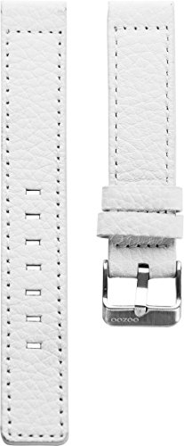 Oozoo Armband Uhrenband Uhrenarmband Leder Lederband mit Dornschließe Weiß 24 mm