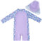 UMELOK Baby Badeanzug UV Schutz Badebekleidung für Mädchen - mit Sonnenhut (Lila Blumen, 18-24 Monate/86-92cm