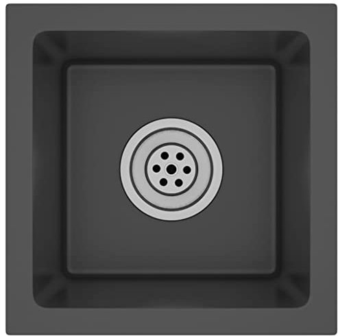 vidaXL Fregadero Hechoa Mano de Acero Inoxidable Negro Lavabo Pulcro 30 x 30 x 20 cm