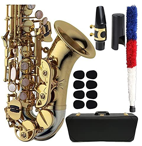 PECY Saxophon Goldlack Versilberung Gebogenes Sopran-Saxophon-Mundstück, Das Neck- Musikinstrument Aus Hals Ist