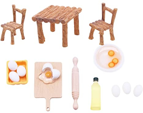 Sharplace 1:12 Puppenhaus Kochgeschirr Küche Abendessen Spielzeug Ei, Nudelholz, Eiertablett, Schneidebrett Spielset Ornament Pretend Play Dekoration
