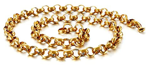 Edelstahl Kette Ohne Anhang 50 cm, Halskette Damen Hip Hop Rolokette 5mm Breit Silber