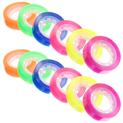STOBOK Nastro Trasparente Nastro Trasparente Rotolo Di 12 Nastro Adesivo Trasparente Nastro Adesivo Colorato Per Bambini Adulti Ufficio Casa Scuola Fai Da Te Artigianato Confezione