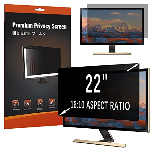HaruYo Monitor Blickschutzfilter 22 Zoll 16:10, Computer & Desktop Privacy Filter, Anti-Spy Blickschutzfolie Anti-Blaulicht und Blendschutz für 22 Zoll Monitor