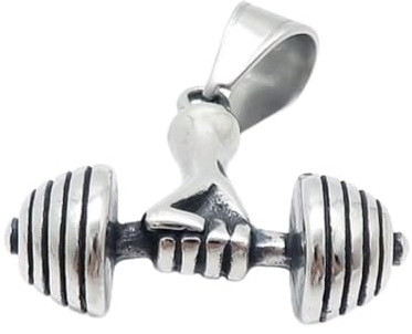 Bungsa Hantel Anhänger massiv aus 316L Edelstahl Unisex