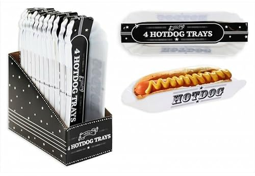 8pk Hot Dog Trays Eye Catching Design Food Tray Sealed Packed Food Serving Tray Size: 21.5 x 6cm BBQ