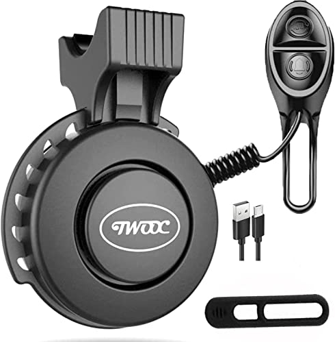 KEWAYO Clacson Bicicletta Elettrico, Campanello Elettronico Della Bicicletta 80~100 Db IP65 Impermeabile Usb Ricaricabile Aggiornamento Volume Regolabile 4 Modalità Anello Di Allarme