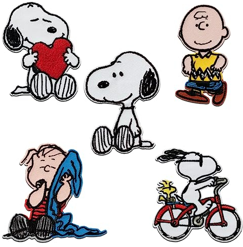 Mono-Quick Peanuts Snoopy Set 5 Stück - Aufnäher, Bügelbild, Aufbügler, Applikationen, Patches, Flicken, zum aufbügeln