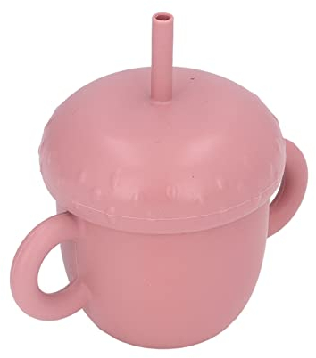 Tazza con Beccuccio in Silicone, Tazza per Bambini con Manico Antiscivolo in Cannuccia Antispruzzo con Cannuccia per i più Piccoli (Borgogna)