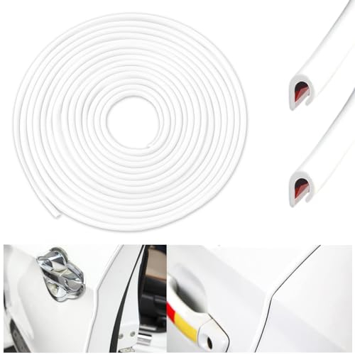 10M Protection Porte de Voiture, Protege Portiere Voiture Joint Bord de Tole de Protecteur Baguette de Protection Voiture en Forme de U, Caoutchouc Portiere Voiture,Pour la Plupart des Voitures(Blanc)