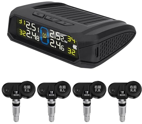 Shkalacar Sistema de Monitoreo de Presión de Neumáticos con Pantalla LCD, 6 Modos de Alarma y 4 Sensores Internos para Coche SUV MPV Sedan