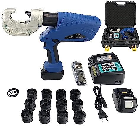 ZYLDDS Hydraulische Crimpzange Elektrische Presszange,Akku-Hydraulische Presszange,12 Tonnen 11 Dies Elektrische Hydraulische Crimpzange,wiederaufladbares hydraulisches Crimpwerkzeug