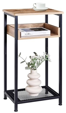 KJGKK Table d'appoint haute de 76,2 cm, petite table d'entrée, table de chevet pour salon et chambre à coucher, gris et noir