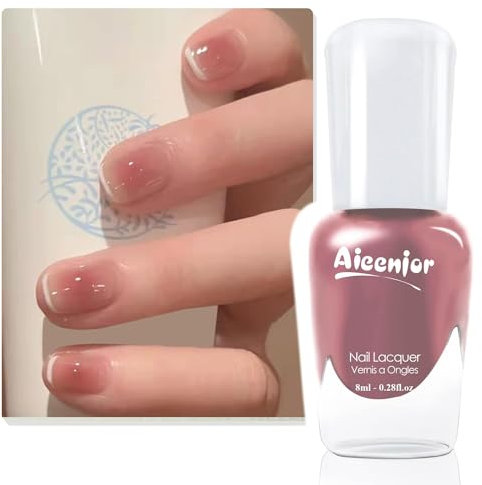 Aieenjor Nude Rosa Nagellack auf Wasserbasis, Ungiftig, Nude Pink Nail Polish Geeignet für Hochzeiten, Valentinstag, Geburtstagsfeiern usw, Jelly Nude Rosa Nagellack 8ml