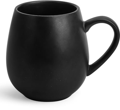 Happy Lemuro Teetasse Groß - 550 ml - Jumbotasse - Große Teetasse - XXL Tasse - Tee Tasse Groß - Tea Cup - Große Tasse - Tee Zubehör - Tea Mug - matt, gepunktet - Anthrazit