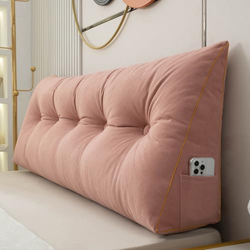 BaoTom Back Cushion for Bed Couch Reading Cushion, Wedge Cushion Headboard Bed, Cushion Bed Backrest, Book Cushion Lumbar Cushion Bed, Support Cushion for Reading Height of 50cm(Pink,150 * 50 * 20cm)