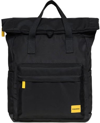 KAUKKO Rucksack Damen Rolltop Daypack mit 15 Laptopfach, Wasserabweisend,K1047-3-Schwarz