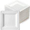 G.M. DISTRIBUZIONE 200 Piatti Quadrati Bianchi in Polpa di Cellulosa 16x16 cm, Ideale per Cibi Caldi e Freddi, Piatti Imperameabili Usa e Getta Adatti al Microonde, Biodegradabili e Compostabili