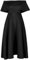 MBN Womens Off The Shoulder Bardot Ruffle Frill Flared Swing Midi Skater Dress Black M/L (UK 12/14)