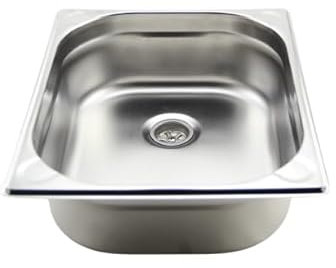 Edelstahl Spülbecken (Größen Auswahl) Camping Spüle Waschbecken inkl. Ablauf Wohnmobil Camping Garten Imbisswagen Küche (Beckentiefe 100 mm, Medium 325 x 265 mm)
