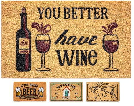 LUA VIKA Fußmatte Kokos Lustig - You Better Have Wine - 40x70 cm - Fussmatte Aussen und Innen - Fussmatten Haustür - Türmatte Außen - Fußmatten - Kokosmatte Fußmatte