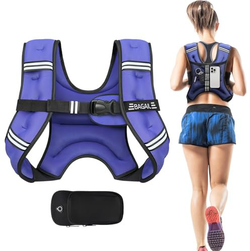 BAGAIL Weighted Vest for Strength Training, Bust Size Adjustable, Convenient Pocket, Iron Sand Weighted Vests, Ideal for Gym Workouts, Yoga Training and Aerobic Exercises, 5.5kg/12lb, Purple