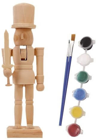 Wooden Nutcracker Soldier Craft Kit, Paint Your Own Unfinished Wooden Nutcracker Soldiers, Perfect for Kids and Adults, Holiday Craft Kit with Paint Set for All Ages, Fun Wooden Soldier Set