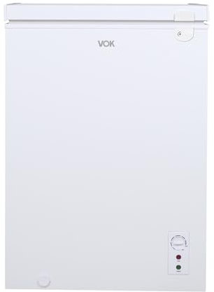 VOK Arcon Congelador Pequeño Horizontal de 99 L Ancho 55 cm - Función Dual, Congelación Rápida, Luz LED, Bloqueo de Seguridad, Silencioso 40dBA, Bajo Consumo, Autonomía de 19 h, Blanco