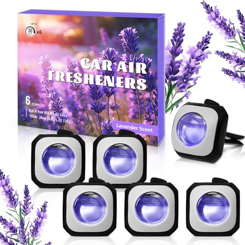 LA BELLEFÉE Auto Duft, Auto Lufterfrischer, Auto Lufterfrischer Clips, Autoduft, Bekämpft Gerüche im Auto, Autoparfüm, 6 x 4 ml, Lavendel Duft Lufterfrischer