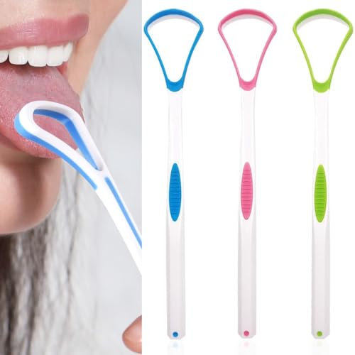 3 Pieces Tongue Scraper Cleaner for Adult, Colorful Plastic Tongue Brush Oral Care Scrapers Kits for Fresh Breath Mouth Health Cleaning Accessory