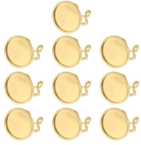PATIKIL 10 Pezzi Anello In Acciaio Inossidabile 20mm Base Regolabile Oro | Per Anelli Vassoio Piatto Per Creazione Di Gioielli DIY Intagli