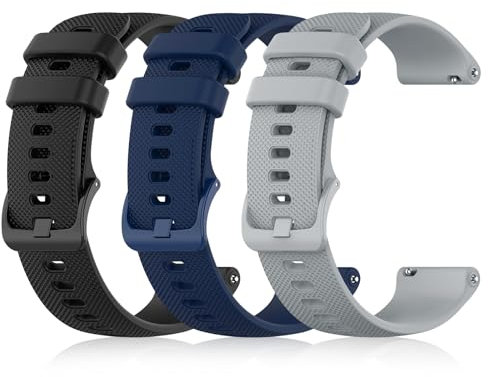 Leikedun Lot de 3 Bracelet de Montre en Silicone 22mm, Remplacement Bracelet de Montre Étanche à Dégagement Rapide avec Boucle en Métal, Montres Bracelets Silicone pour Femme Homme Smartwatch Sport