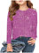 Langarmshirt Mädchen Pailletten Bedruckt Pullover Kinder Rundhal Glitzershirt Einfarbig Longsleeve Frühjahr Sommer Bluseshirt Bequem Oberteile für Party Unisex Blusentop für 3-14 Jahre Sportshirt