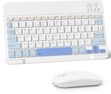 LAMA Wireless Keyboard and Mouse, Rechargeable Ultra Slim Universal Tablet Keyboard, Portable Bluetooth Keyboards for iPad/Tablet/iOS/Android/Windows/Laptops/Desktop Computer/Phones