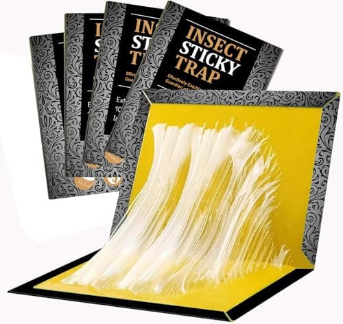Sticky Pad Traps - 4 Pack Pest Sticky Boards Extra Strong Multi-Use Boards Sticky Catcher Effective for Home Household Outdoor Indoor Garage Garden