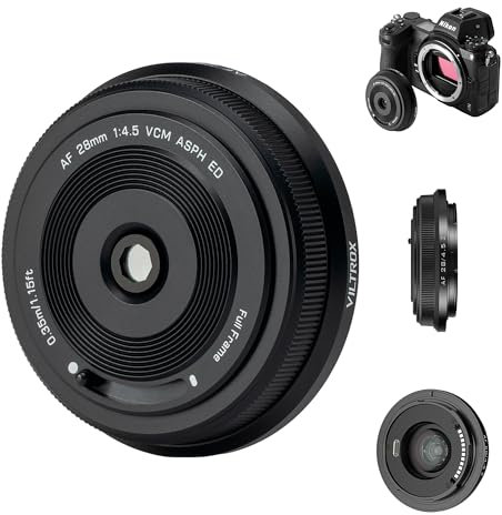 VILTROX AF 28mm f/4.5 Pancake Objectif pour Monture Nikon Z, Objectif Grand Angle Plein Format autofocus Compatible avec Les appareils Photo Nikon à Monture Z Z5 Z50 Z6 Z6II Z7 Z7II ZFC Z30 Z9 Z8 ZF