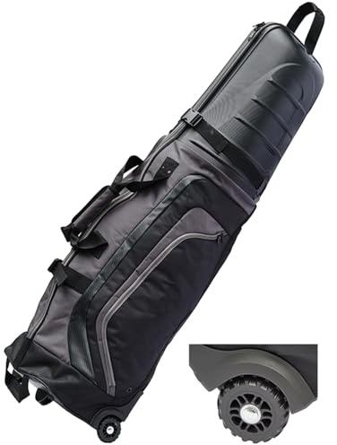 Gr8 Home Wheeled Travel Golf Bag Flight Cover ABS Hard Top Case Holiday Airline Luggage with Reinforced Wheels Black Grey