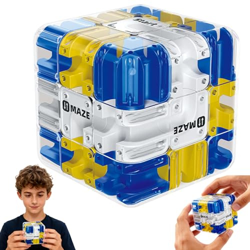3D Labyrinth Würfel, Zauberwürfel Spielzeug, Labyrinth Kugel Komplexes Puzzle Mit Rollenden Kugeln, Interaktives Würfel Lernspielzeug Für Klassenpartys, Lernspielzeug Geschenk für Kinder Erwachsene,A