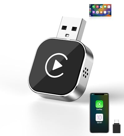 Adattatore Wireless CarPlay Dongle Converte Cablato a Wireless per iPhone Plug & Play USB-C/USB iOS 10+ e Auto con CarPlay Mini Design Connessione Veloce e Stabile Dissipazione Rapida del Calore