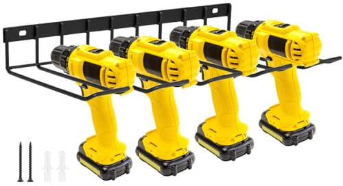 QWORK® Werkzeug Wandhalterung mit 4 Steckplätzen,Elektrowerkzeug Organizer für Garage, Werkstatt