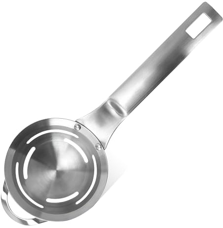 Coftivslay Stainless Steel Egg Separator: Egg Yolk White Filter for Raw Eggs, 6-Hole Egg Divider with Extended Handle, Hanging Hole Design, Kitchen Tool for Cooking & Baking, Dishwasher Safe