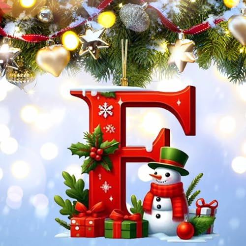 Weihnachtsbaumschmuck 26 Buchstaben Acryl Weihnachtsschmuck 2D Anhänger Weihnachtsbaum Anhänger Weihnachtsdekoration Für Wohnzimmer Schlafzimmer (F)